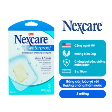 Băng Dán Bảo Vệ Vết Thương Nexcare Chống Thấm Nước 3 Miếng