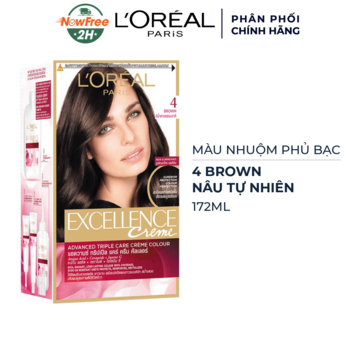 Màu Nhuộm L'Oreal Dưỡng Tóc Phủ Bạc 4 Nâu Tự Nhiên 172ml