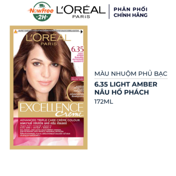Màu Nhuộm L'Oreal Dưỡng Tóc Phủ Bạc 6.35 Nâu Hổ Phách 172ml