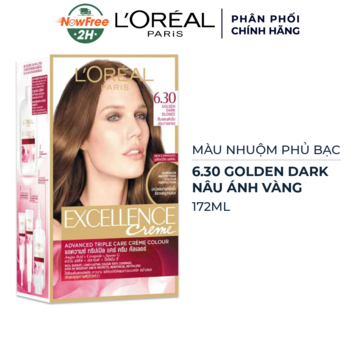Màu Nhuộm L'Oreal Dưỡng Tóc Phủ Bạc 6.30 Nâu Ánh Vàng 172ml