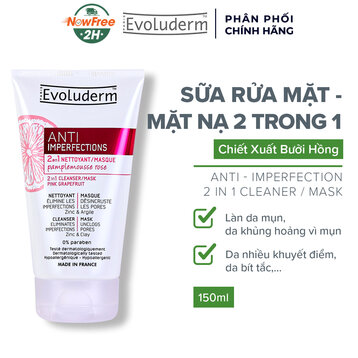 Sữa Rửa Mặt &amp; Mặt Nạ Evoluderm Chiết Xuất Bưởi Hồng 150ml
