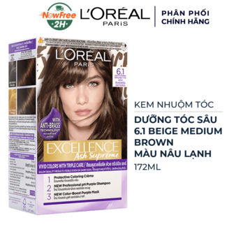 Kem Nhuộm L'Oreal Dưỡng Tóc Sâu 6.1 Nâu Lạnh 172ml