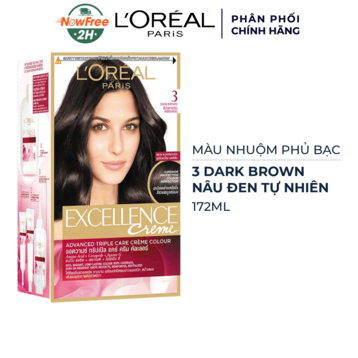 Màu Nhuộm L'Oreal Phủ Bạc 3 Nâu Đen Tự Nhiên 172ml