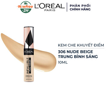 Kem Che Khuyết Điểm L'Oreal Màu Trung Bình Sáng 306 Nude Beige 10ml