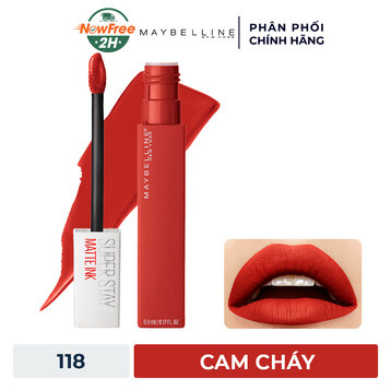 Son Kem Lì Maybelline 16h Lâu Trôi 118 Cam Cháy 5ml