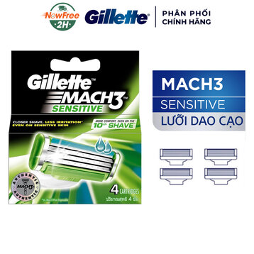 Lưỡi Dao Cạo Râu Gillette Mach3 Sensitive Vỉ 4 Cái