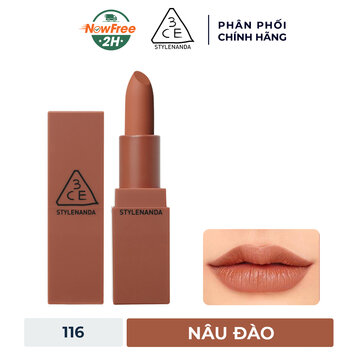 Son Thỏi 3CE Mịn Lì 116 Inked Heart - Nâu Đào 3.5g