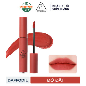 Son Kem Lì 3CE Mịn Như Nhung Daffodil - Đỏ Đất 4g