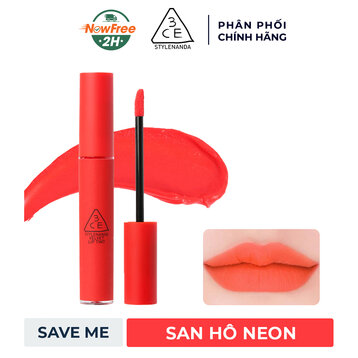 Son Kem Lì 3CE Mịn Màng Như Nhung Save Me - San Hô Neon 4g