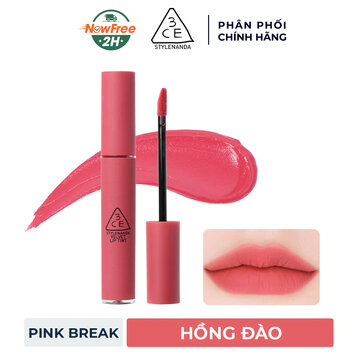 Son Kem Lì 3CE Mịn Như Nhung Pink Break - Hồng Đào 4g