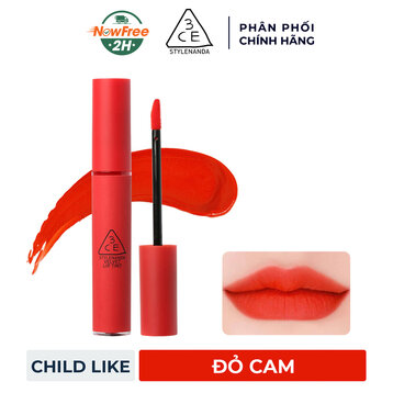 Son Kem Lì 3CE Mịn Màng Như Nhung Child Like - Đỏ Cam 4g