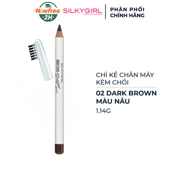 Chì Kẻ Chân Mày Silkygirl Kèm Chổi Màu Nâu 02 Dark Brown