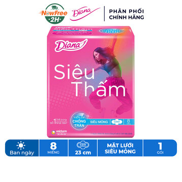 Băng Vệ Sinh Diana Siêu Thấm Siêu Mỏng Cánh Gói 8 Miếng