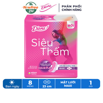 Băng Vệ Sinh Diana Siêu Thấm Maxi Dày Cánh Gói 8 Miếng