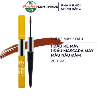 Chì Kẻ Mày Lemonade 2 Đầu Màu Nâu Đậm 2g + 2ml