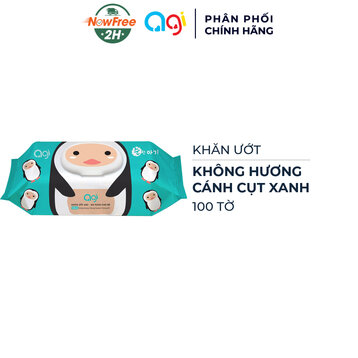 Khăn Ướt AGI Không Hương 100 Tờ (Cánh Cụt Xanh)
