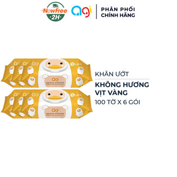 Combo 6 Khăn Ướt AGI Không Hương 100 Tờ (Vịt Vàng)