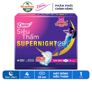 Băng Vệ Sinh Diana Super Night Ban Đêm 29cm Gói 4 Miếng