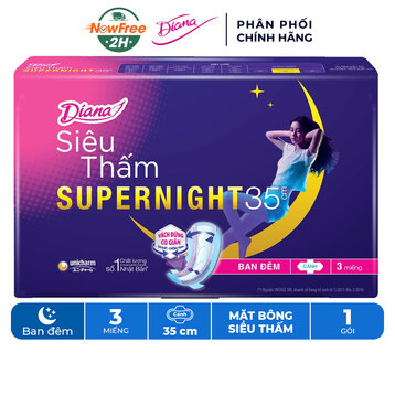 Băng Vệ Sinh Diana Super Night Ban Đêm 35cm Gói 3 Miếng