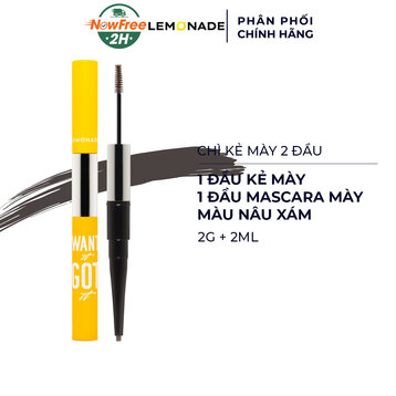 Chì Kẻ Mày Lemonade 2 Đầu Màu Nâu Xám 2g+2ml