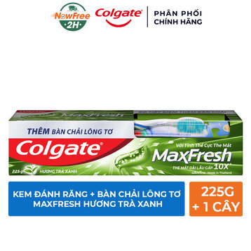 Kem Đánh Răng Colgate Maxfresh Hương Trà Xanh 225g + Bàn Chải Lông Tơ