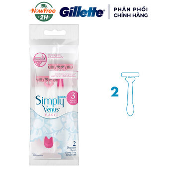 Dao Cạo Nữ Gillette Simply Venus Basic 3 Lưỡi (Vỉ 2 Cây)