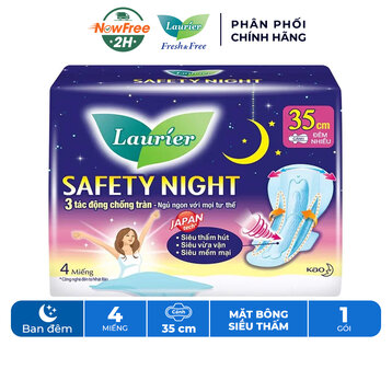Băng Vệ Sinh Laurier Safety Night Ban Đêm 35cm 4 Miếng