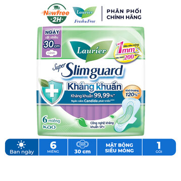Băng Vệ Sinh Laurier Siêu Mỏng Cánh Kháng Khuẩn 30cm 6M