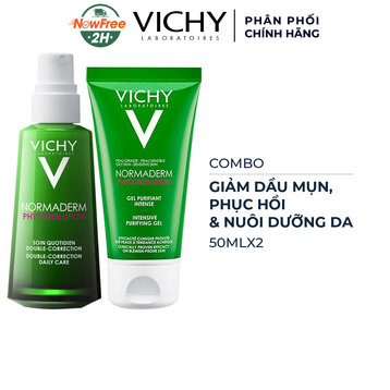 Combo Vichy Giúp Giảm Dầu Mụn, Phục Hồi &amp; Nuôi Dưỡng Da