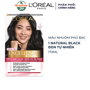 Màu Nhuộm L'Oreal Dưỡng Tóc Phủ Bạc 1 Đen Tự Nhiên 172ml