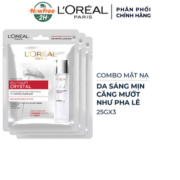Combo 3 Mặt Nạ L'Oreal Dưỡng Da Pha Lê Trắng Sáng