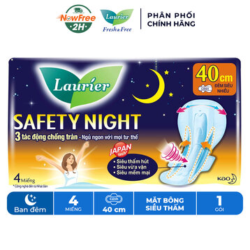 Băng Vệ Sinh Laurier Safety Night Ban Đêm 40cm 4 Miếng