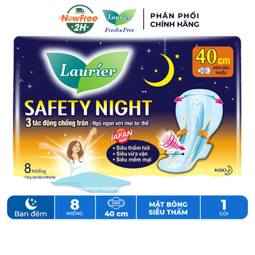 Băng Vệ Sinh Laurier Safety Night Ban Đêm 40cm 8 Miếng
