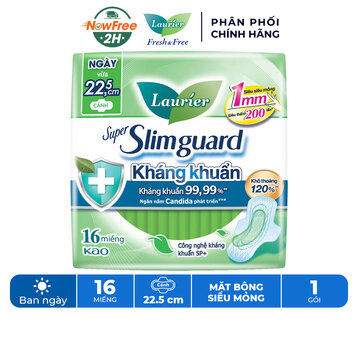 Băng Vệ Sinh Laurier Siêu Mỏng Cánh Kháng Khuẩn 22.5cm 16M