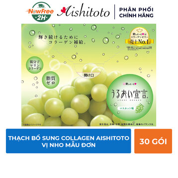 Thạch Bổ Sung Collagen Aishitoto Vị Nho Mẫu Đơn Hộp 30 Gói