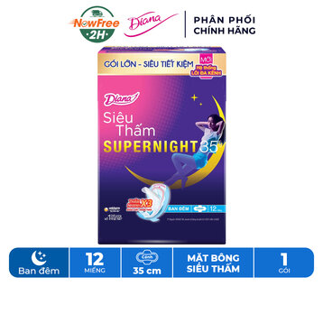 Băng Vệ Sinh Diana Super Night Ban Đêm 35cm Gói 12 Miếng