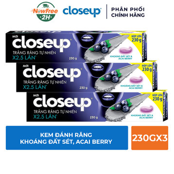 Combo 3 Kem Đánh Răng Closeup Khoáng Đất Sét, Acai Berry 230g