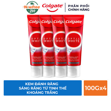 Bộ 4 Kem Đánh Răng Colgate Sáng Răng Từ Tinh Thể Khoáng Trắng 100gx4