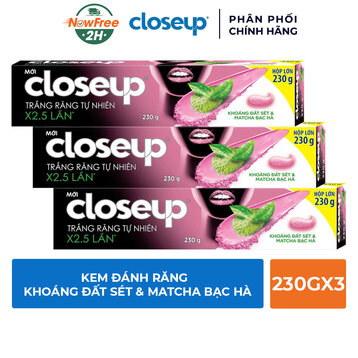 Combo 3 Kem Đánh Răng Closeup Khoáng Đất Sét &amp; Matcha Bạc Hà 230g