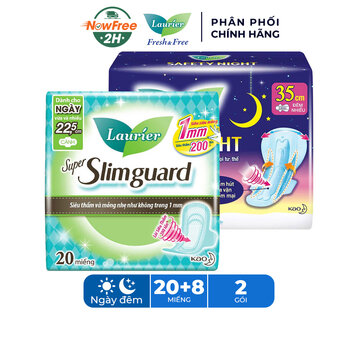 Combo Băng Vệ Sinh Laurier Siêu Mỏng Ngày &amp; Siêu Bảo Vệ Đêm