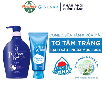 Combo Senka Sữa Tắm Hương Hoa Tươi Mát 500ml &amp; Sữa Rửa Mặt Perfect Whip 120g