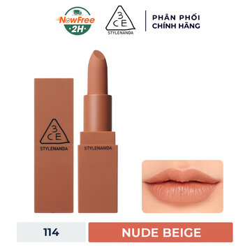 Son Thỏi 3CE Mịn Lì 114 Rows - Màu Da Beige 3.5g