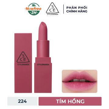 Son Thỏi 3CE Mịn Lì 224 Delicate - Tím Hồng 3.5g