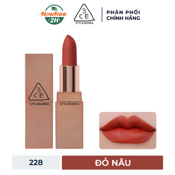 Son Thỏi Lì 3CE 228 Red Seventies - Đỏ Nâu 3.5g