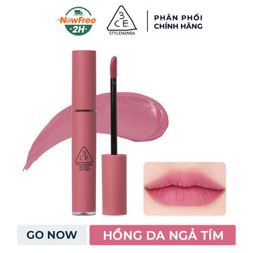 Son Kem Lì 3CE Mịn Như Nhung Go Now - Hồng Da Ngả Tím 4g