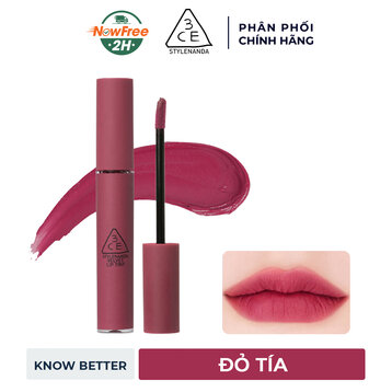 Son Kem Lì 3CE Mịn Như Nhung Know Better - Đỏ Tía 4g