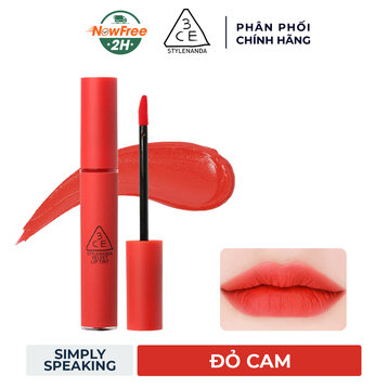 Son Kem Lì 3CE Mịn Như Nhung Simply Speaking - Đỏ Cam 4g