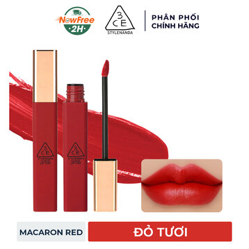 Son Kem Lì 3CE Mịn Nhẹ Macaron Red - Đỏ Tươi 4g