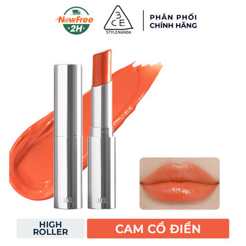 Son Bóng 3CE Căng Mọng High Roller - Cam Cổ Điển 3g