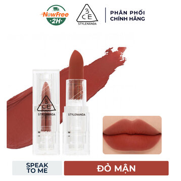 Son Thỏi Lì 3CE Vỏ Trong Suốt Speak To Me - Đỏ Mận 3.5g